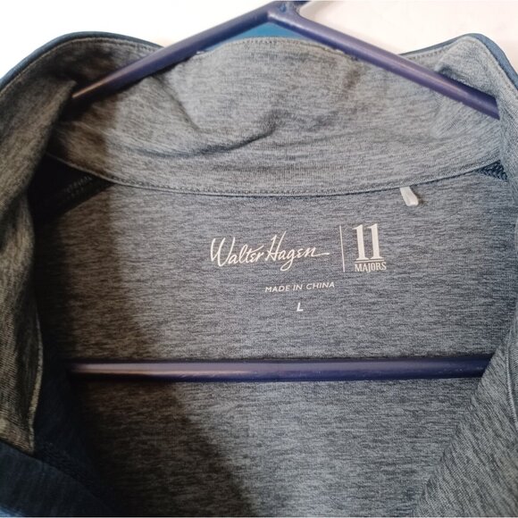 Walter Hagen Golf Polo Shirt 1/4 Zip Large Navy Blue Long Sleeve 11 Majors Men - Picture 4 of 6